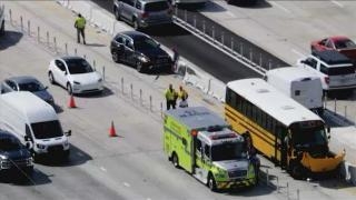 School Bus With Children Onboard, SUV Collide On I-95 In Miami-Dade