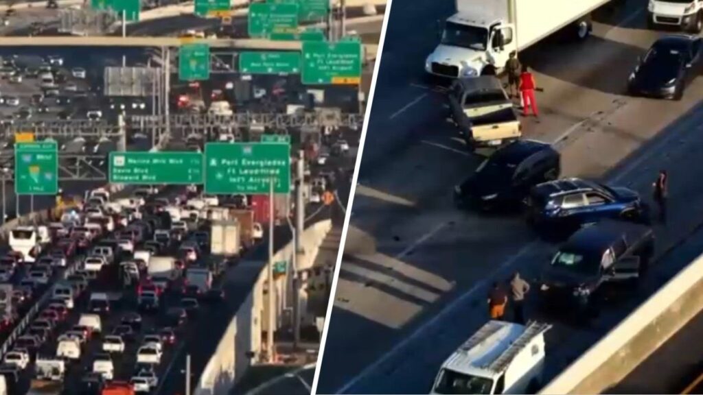 Crashes shut down multiple stretches of southbound Interstate 95 in South Florida on Friday morning, according to Florida Highway Patrol officials.